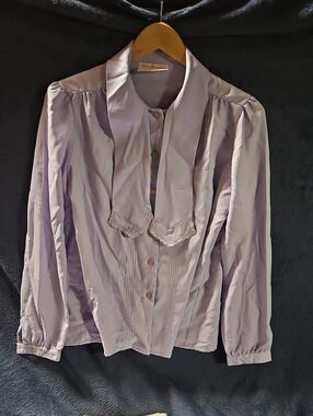 Vintage Donnkenny Light Lavender Women's Blouse with Neck Tie